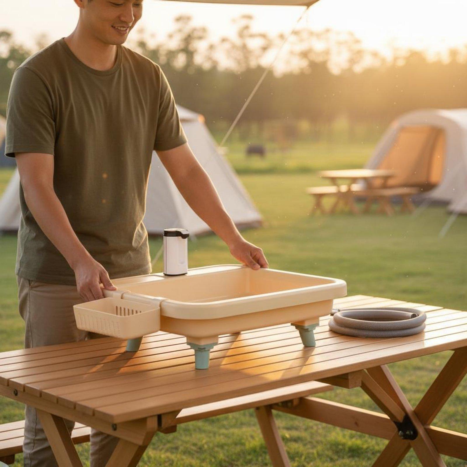 Outdoor Camping Sink - Fregadero Portátil para Camping con Grifo