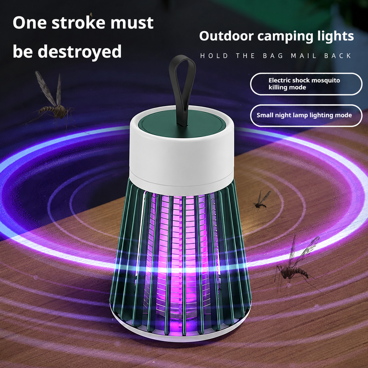 Outdoor Camping Bug Zapper - Lámpara Eléctrica Antimosquitos USB con Luz
