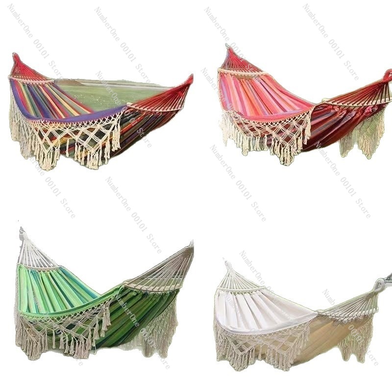 Camping Hammock - Hamaca Doble de Lona con Borlas,