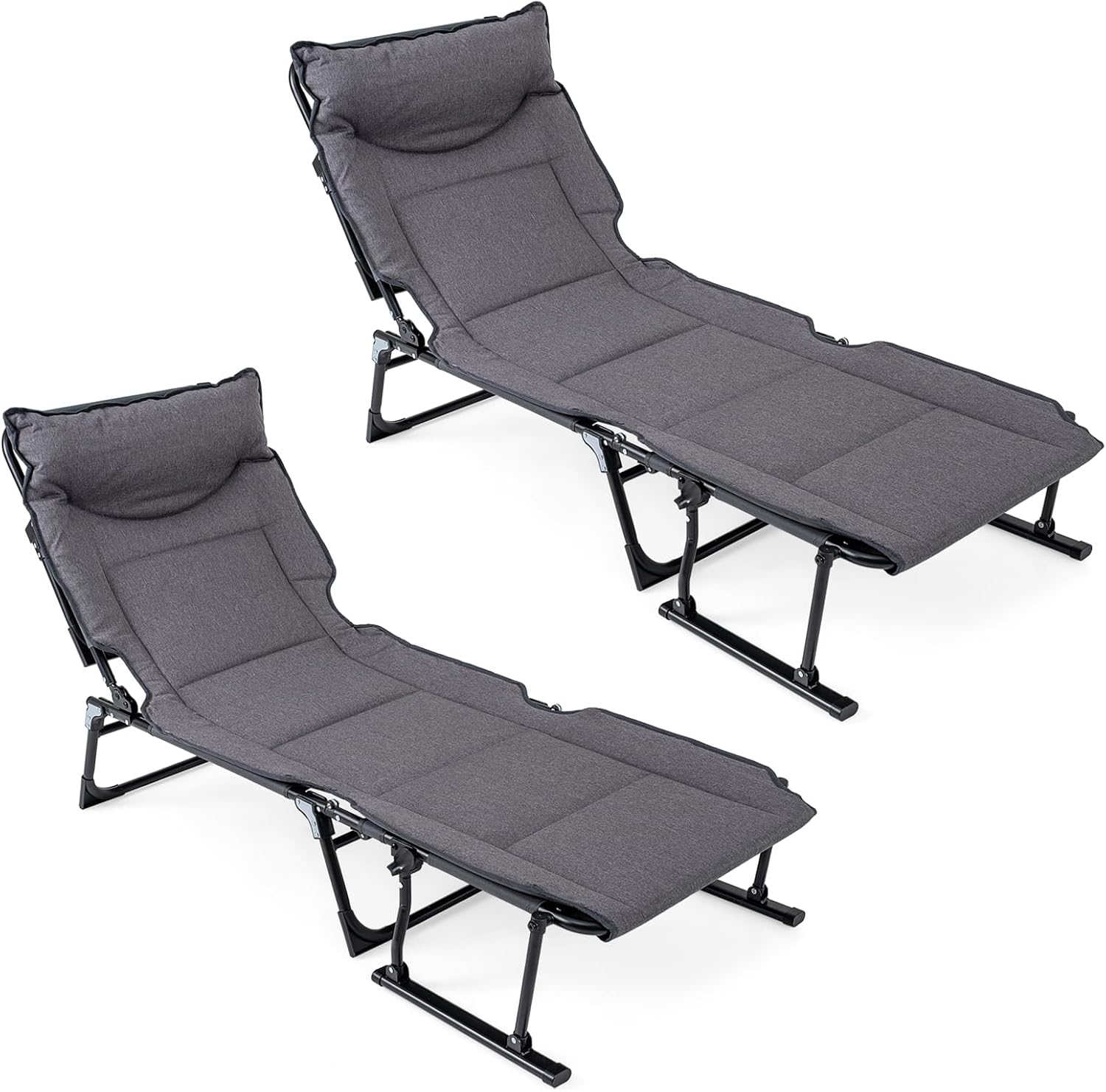 Outdoor Camping Lounge Chairs - Juego de 2 sillas plegables para