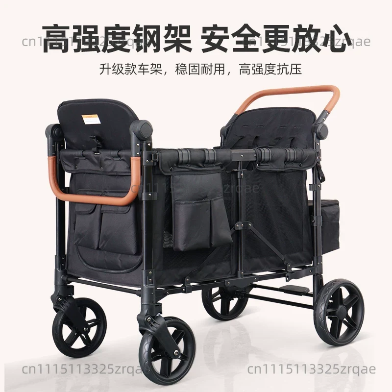 Outdoor Camping Wagon - Carrito de Paseo Doble Plegable para
