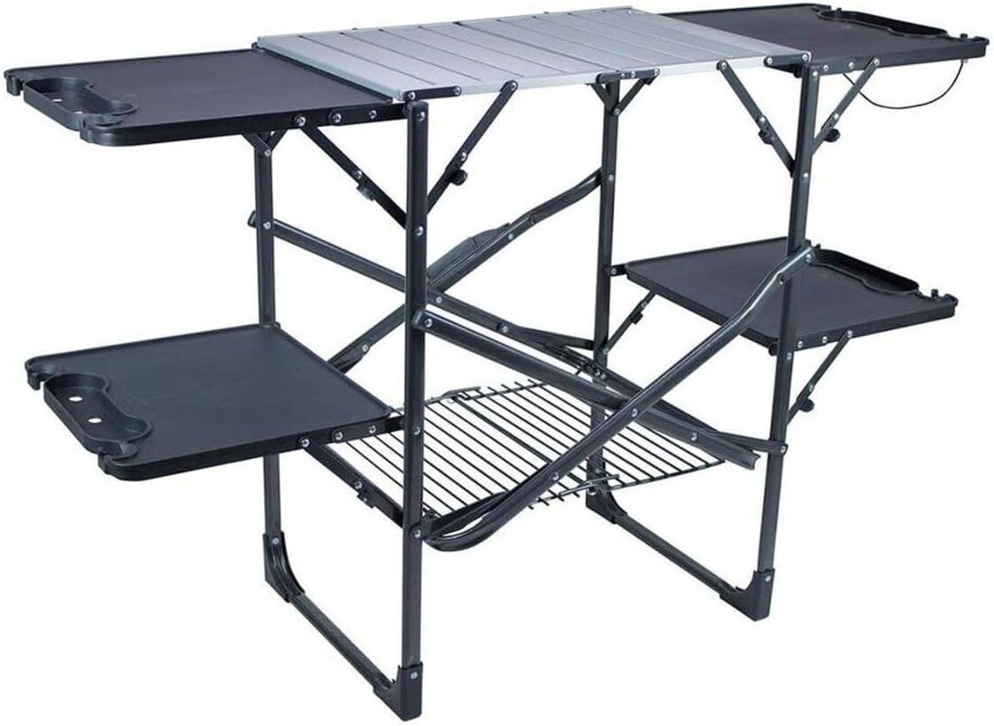 Mesa de cocina portátil plegab - Outdoor Camping Table With Storage reseña y precio
