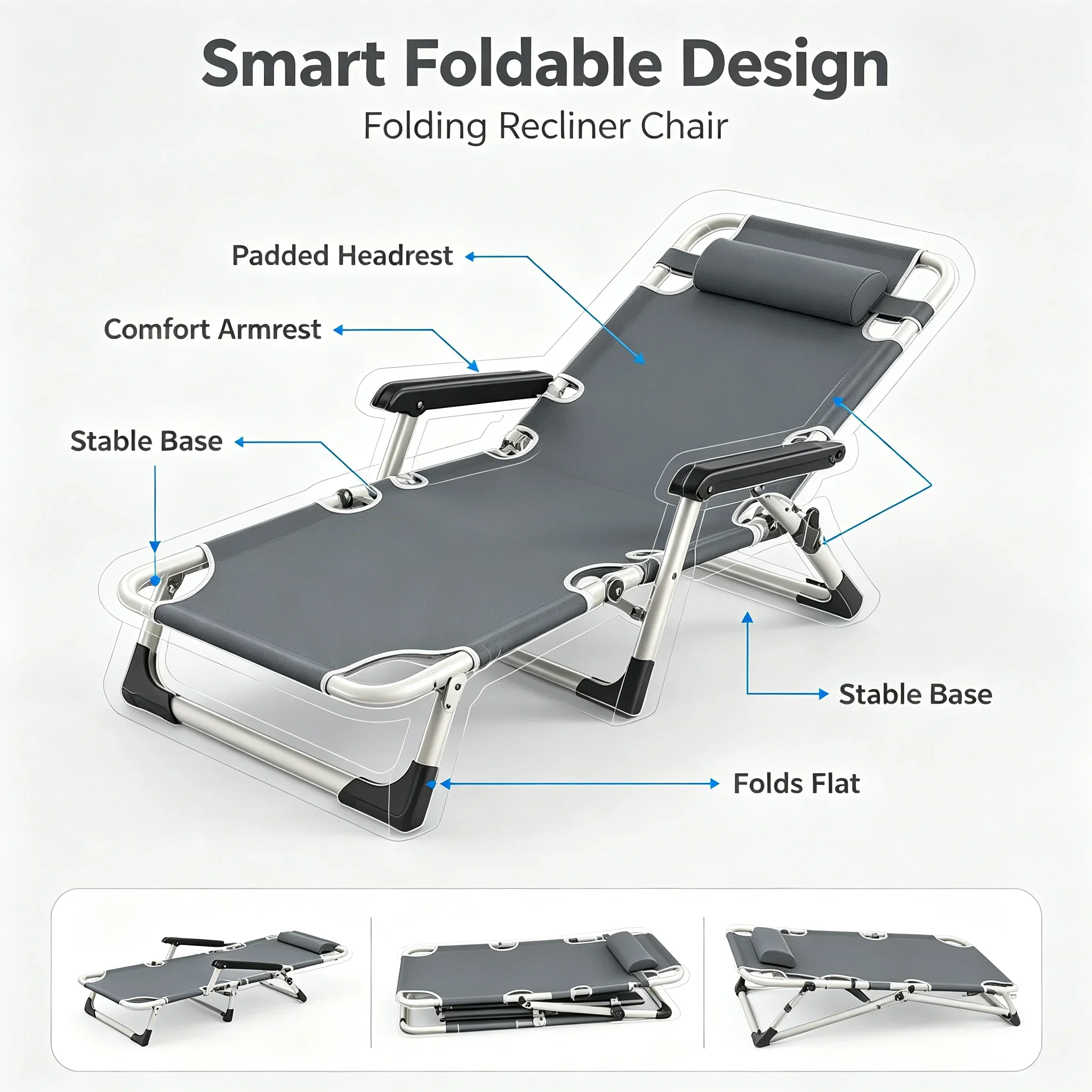 Silla Plegable Reclinable de D - Outdoor Camping Lounge Chairs reseña y precio