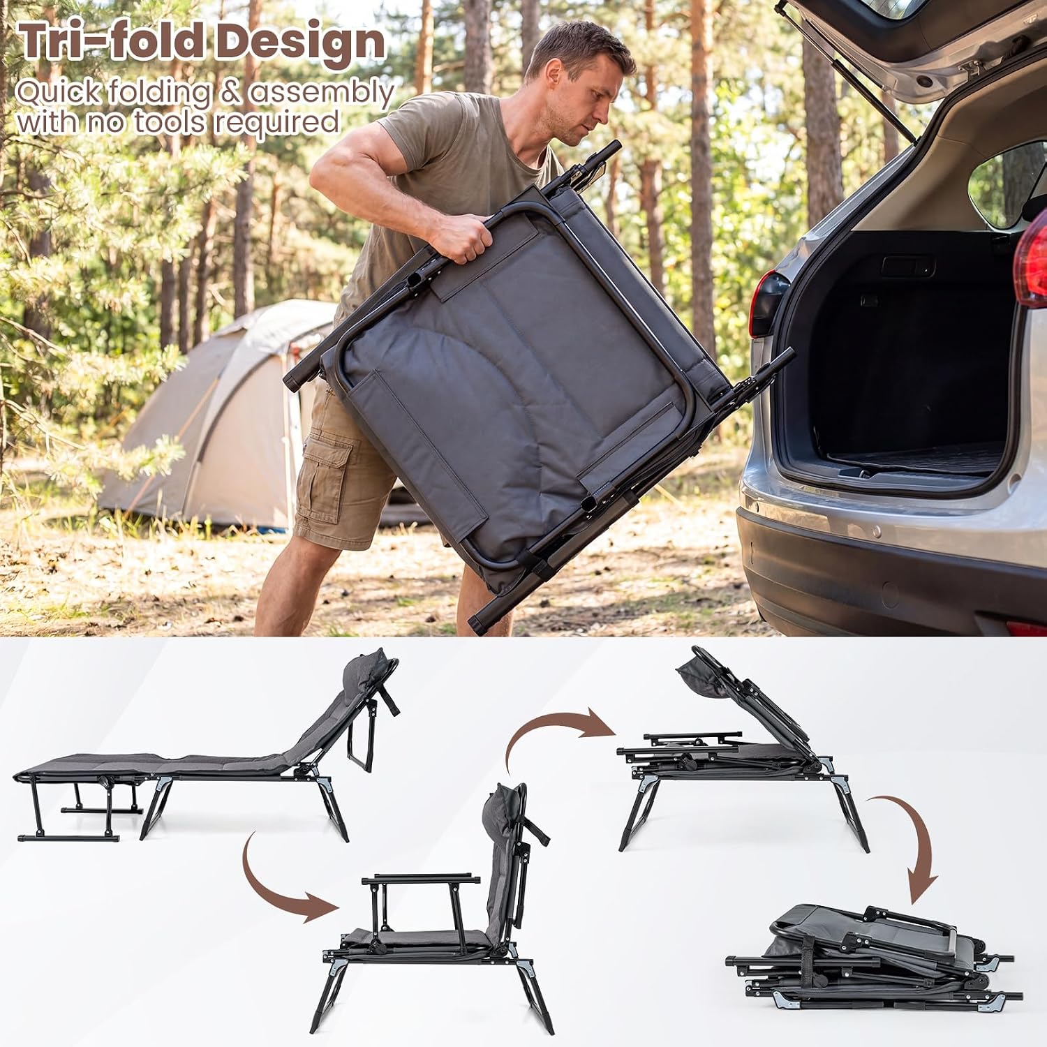 Juego de 2 sillas plegables pa - Outdoor Camping Lounge Chairs reseña y precio
