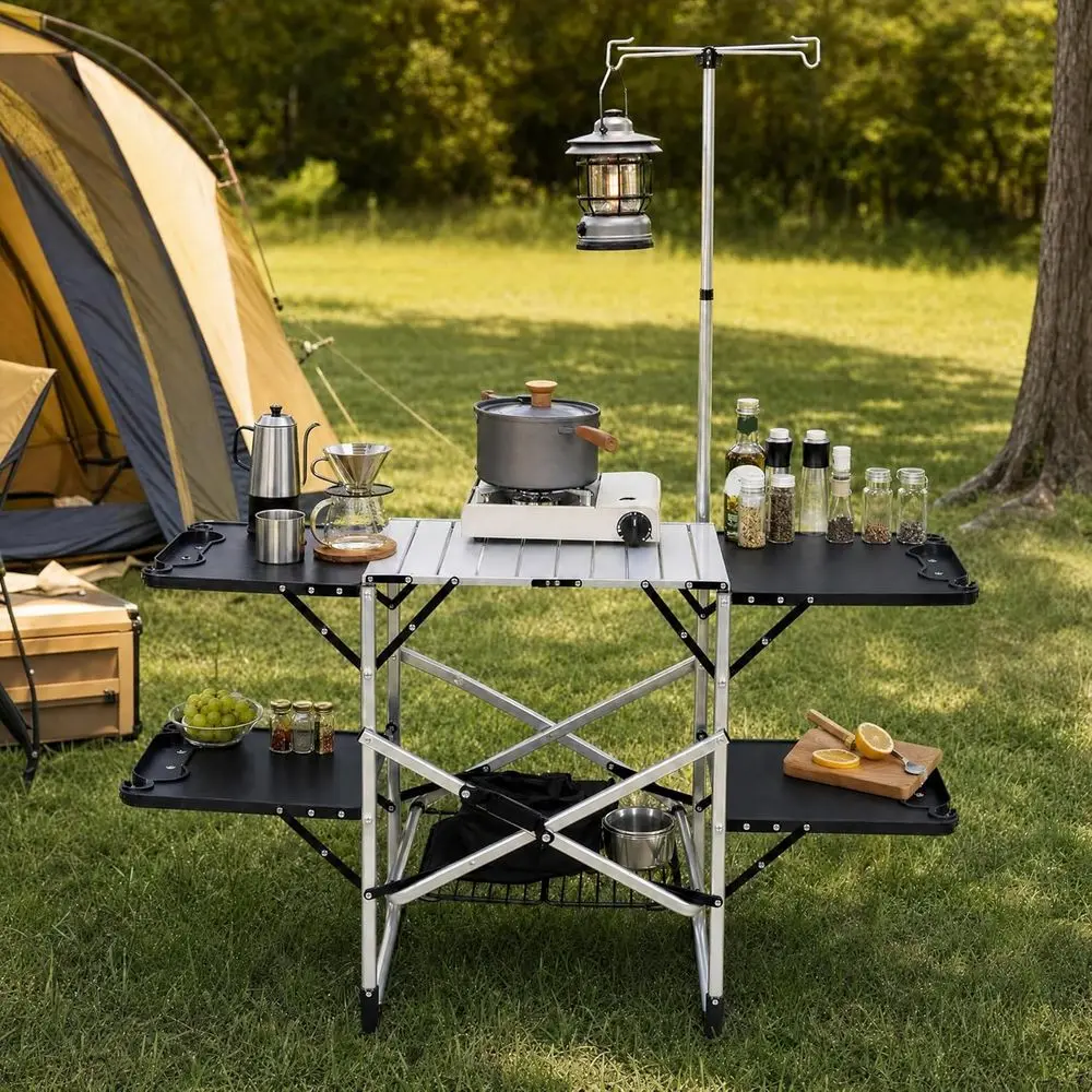 Mesa de Cocina Portátil para E - Outdoor Camping Table With Storage reseña y precio