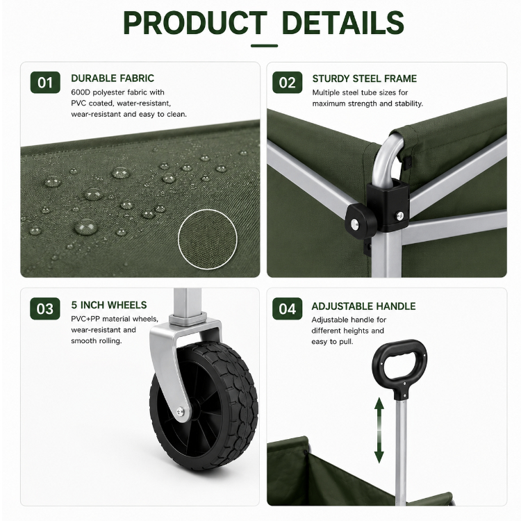 Carro Plegable de Gran Capacid - Outdoor Camping Wagon reseña y precio